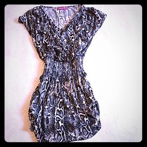 Snake skin crunched waist dress